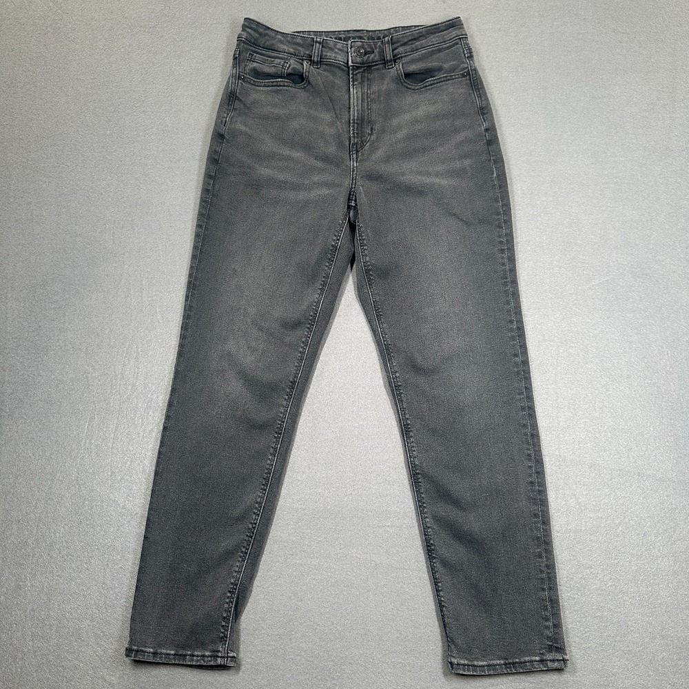 American Eagle Mom Jeans Womens‎ US 6 Gray Denim Straight Leg High-Rise Whisker